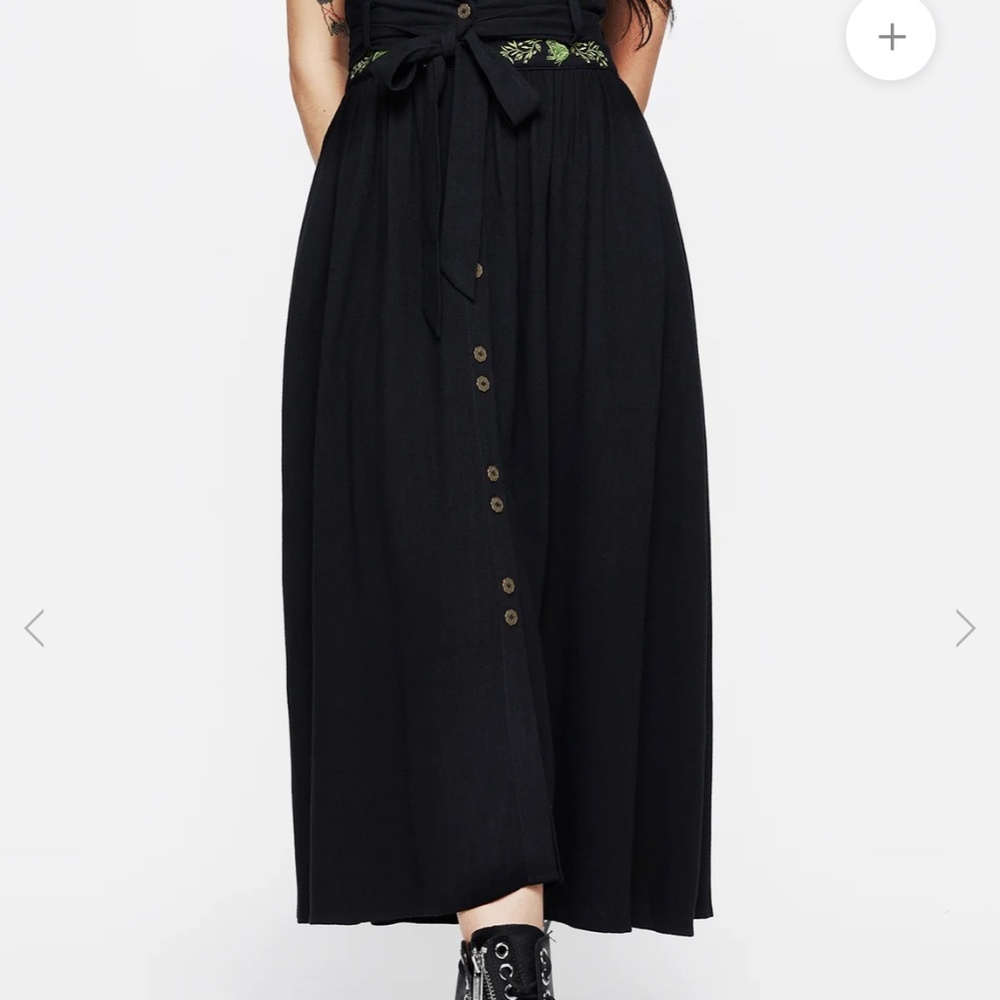 Disturbia embroidered linen heavy lined skirt